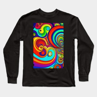 Colorful Groovy Rainbow Swirls Long Sleeve T-Shirt